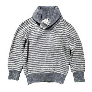 J. Crew Gray & White Striped Shawl-Collar Sweater